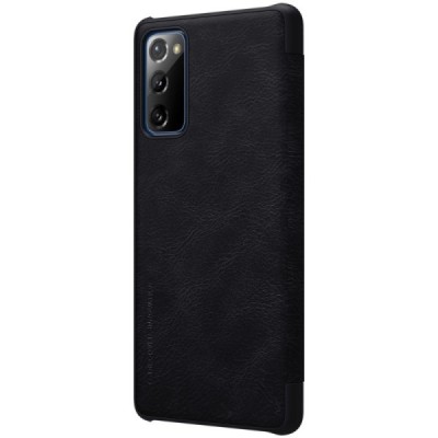 Samsung Galaxy S20 FE (Fan Edition) prabangus Nillkin Qin serijos juodas odinis atverčiamas dėklas - knygutė | Priedai.lt