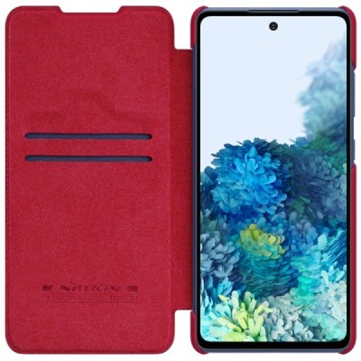 Samsung Galaxy S20 FE (Fan Edition) prabangus Nillkin Qin serijos raudonas odinis atverčiamas dėklas - knygutė | Priedai.lt