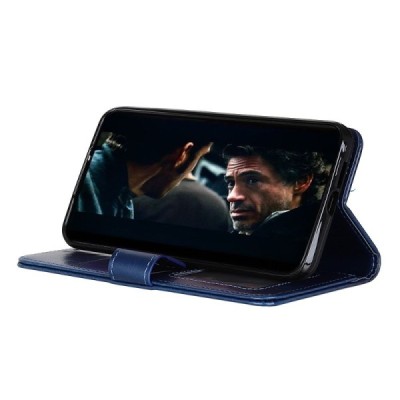 Samsung Galaxy S20 FE (Fan Edition) atverčiamas mėlynas odinis dėklas, knygutė - piniginė | Priedai.lt