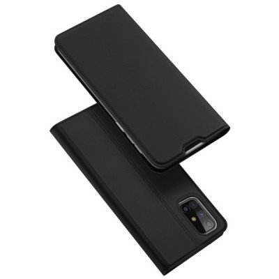 Dux Ducis Skin serijos Samsung Galaxy M31s (M317F) juodas odinis atverčiamas dėklas | Priedai.lt