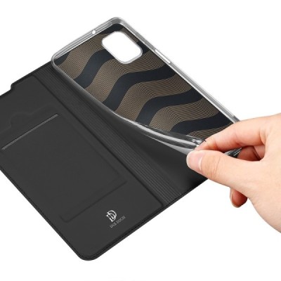 Dux Ducis Skin serijos Samsung Galaxy M31s (M317F) juodas odinis atverčiamas dėklas | Priedai.lt