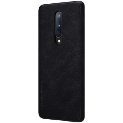Prabangus „Nillkin“ Qin serijos juodas odinis atverčiamas OnePlus 8 dėklas - knygutė | Priedai.lt