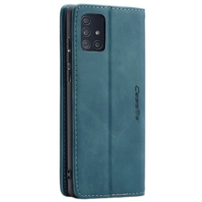 Samsung Galaxy A71 (A715) CaseMe Retro solidus atverčiamas žalias odinis dėklas - knygutė | Priedai.lt