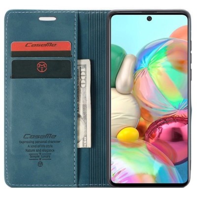 Samsung Galaxy A71 (A715) CaseMe Retro solidus atverčiamas žalias odinis dėklas - knygutė | Priedai.lt