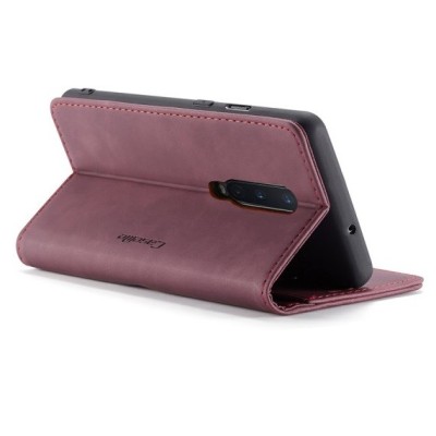 OnePlus 8 CaseMe Retro solidus atverčiamas bordo odinis dėklas - knygutė | Priedai.lt