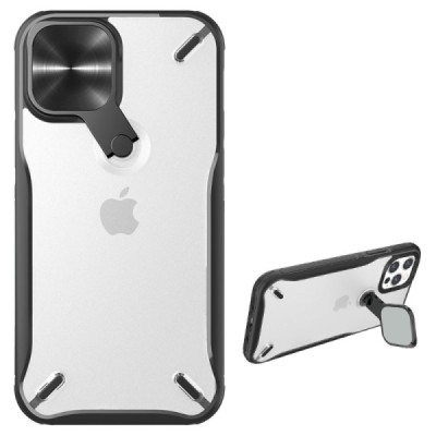 Apple iPhone 12 (12 Pro) „Nillkin“ CamShield Kickstand skaidrus dėklas, nugarėlė su kameros apsauga | Priedai.lt