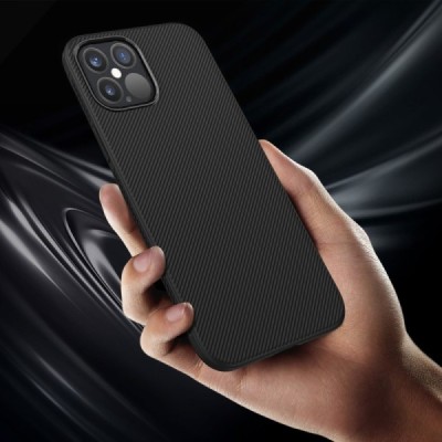 Apple iPhone 12 (12 Pro) Lenuo kieto silikono TPU juodas dėklas - nugarėlė | Priedai.lt