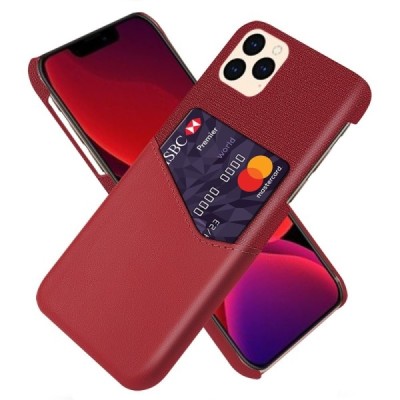 „KSQ“ Shell Apple iPhone 12 (12 Pro) raudonas odinis dėklas - nugarėlė su kišenėle kortelėms | Priedai.lt
