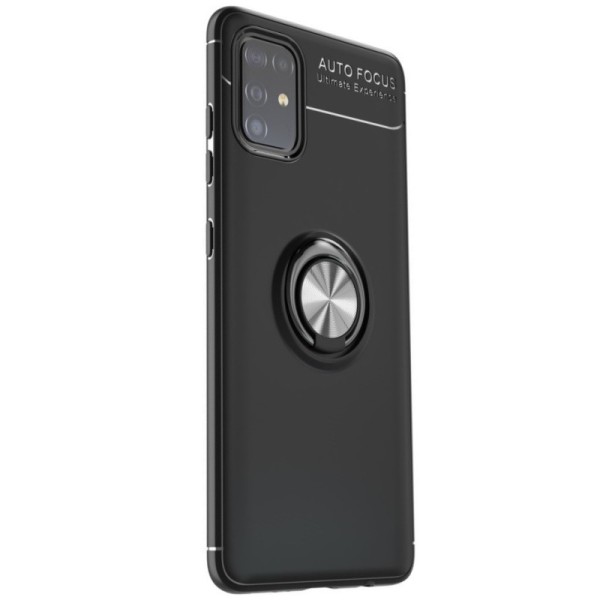 „FOCUS“ Kickstand Kõva silikoon (TPU) kaaned - must (Galaxy A51)