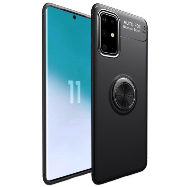 „FOCUS“ Kickstand Kõva silikoon (TPU) kaaned - must (Galaxy A41)
