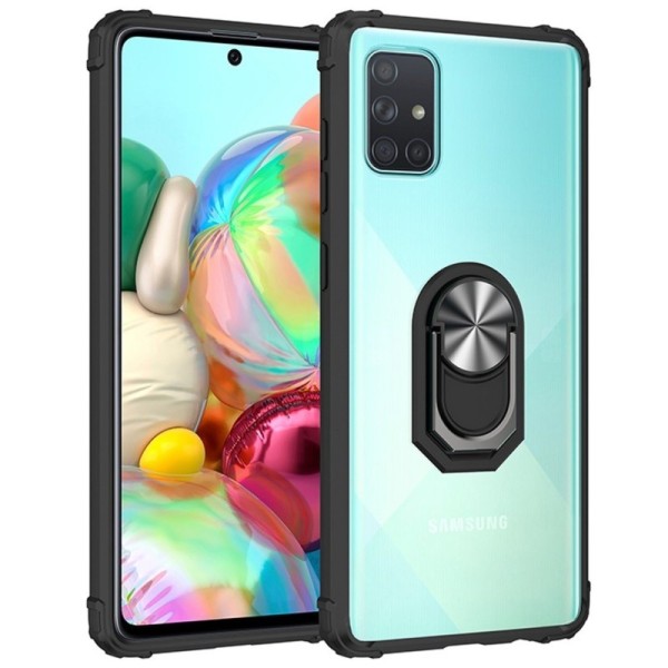 „Fashion“ Kickstand Kõva silikoon (TPU) kaaned - läbipaistev (Galaxy A51)