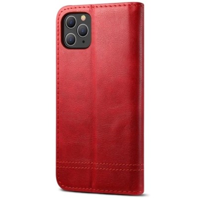 Deluxe atverčiamas raudonas odinis Apple iPhone 12 (12 Pro) dėklas - knygutė | Priedai.lt