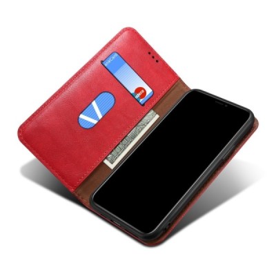 Deluxe atverčiamas raudonas odinis Apple iPhone 12 (12 Pro) dėklas - knygutė | Priedai.lt