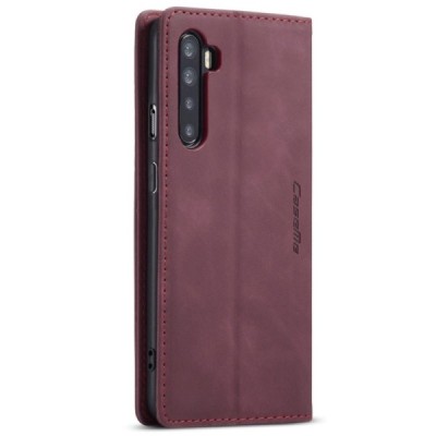 OnePlus Nord CaseMe Retro solidus atverčiamas bordo odinis dėklas - knygutė | Priedai.lt
