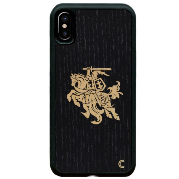 „Crafted Cover“ looduslik puit kaaned - must Vytis (iPhone Xr)