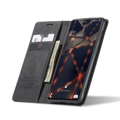 Samsung Galaxy S20 FE (Fan Edition) CaseMe Retro solidus atverčiamas juodas odinis dėklas - knygutė | Priedai.lt