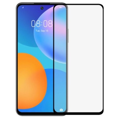 Huawei P Smart 2021 „Premium“ 9H Tempered Glass sustiprintos apsaugos juodas pilnai dengiantis apsauginis ekrano stiklas 0,2 mm