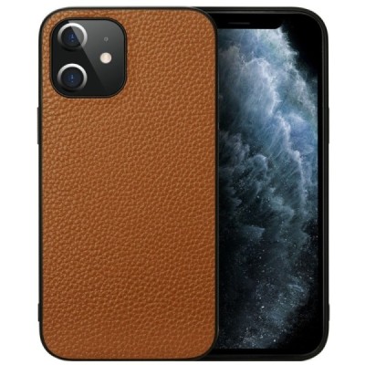 „Deluxe Leather“ Apple iPhone 12 Mini rudas odinis dėklas | Priedai.lt