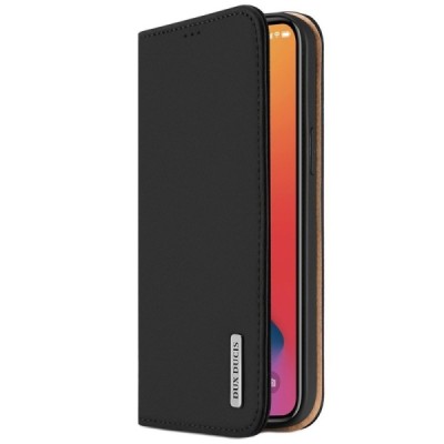 „Dux Ducis“ Wish serijos Apple iPhone 12 Mini juodas odinis atverčiamas dėklas | Priedai.lt