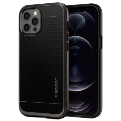 „Spigen“ Neo Hybrid Gunmetal sustiprintos apsaugos Apple iPhone 12 Pro Max juodas dėklas | Priedai.lt