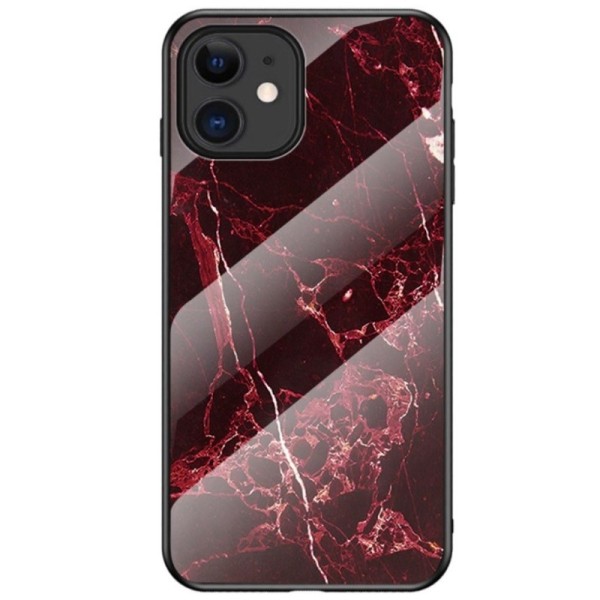 „Marble“ Kõva silikoon (TPU) kaaned - must / punane (iPhone 12 Mini)