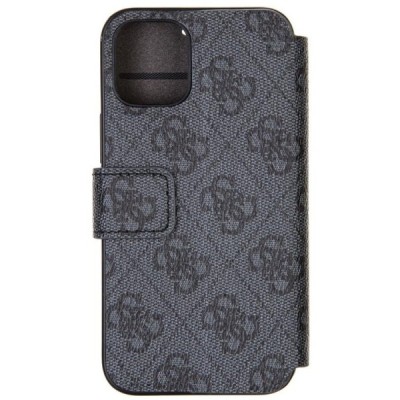 Apple iPhone 12 Mini Guess atverčiamas juodas odinis dėklas, knygutė - piniginė | Priedai.lt