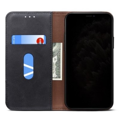 Deluxe atverčiamas juodas odinis Apple iPhone 12 Pro Max dėklas - knygutė | Priedai.lt
