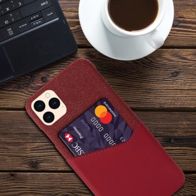 „KSQ“ Shell Apple iPhone 12 Pro Max raudonas odinis dėklas - nugarėlė su kišenėle kortelėms | Priedai.lt