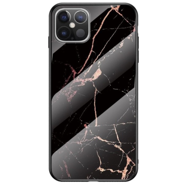 „Marble“ Kõva silikoon (TPU) kaaned - must / kuldne (iPhone 12 Pro Max)
