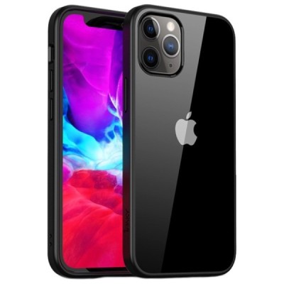 Apple iPhone 12 Pro Max „IPAKY“ Royal silikoninis skaidrus permatomas dėklas su juodu rėmeliu | Priedai.lt