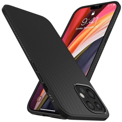 Apple iPhone 12 Pro Max Lenuo kieto silikono TPU juodas dėklas - nugarėlė | Priedai.lt