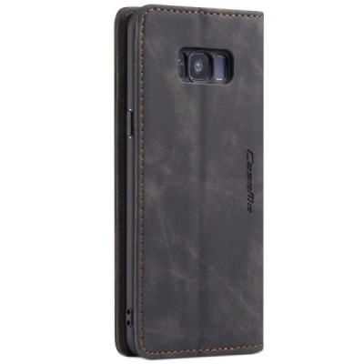 Samsung Galaxy S8+ (G955) CaseMe Retro solidus atverčiamas juodas odinis dėklas - knygutė | Priedai.lt