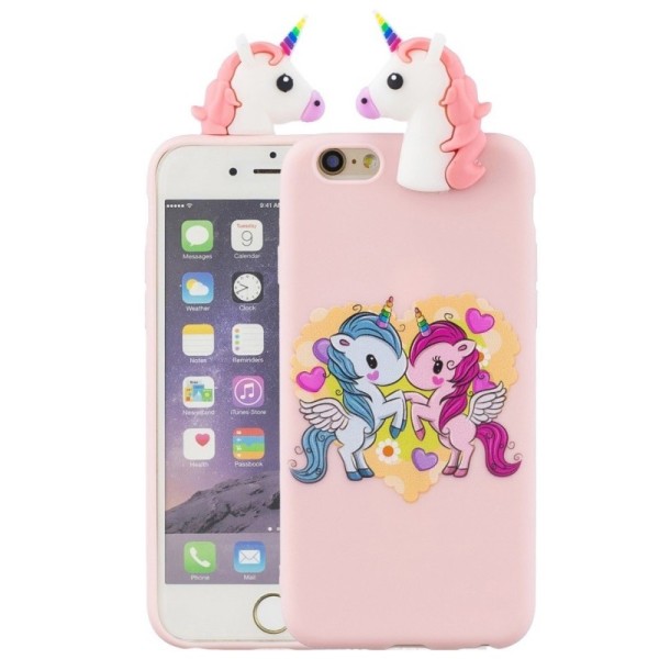„Squezy“ Two Unicorns Kõva silikoon (TPU) kaaned - roosa (iPhone 6 / 6S)