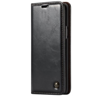 Samsung Galaxy S9+ (G965) „CaseMe“ solidus atverčiamas juodas odinis dėklas - knygutė | Priedai.lt