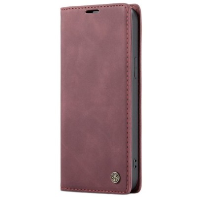 Apple iPhone 12 Mini CaseMe Retro solidus atverčiamas bordo odinis dėklas - knygutė | Priedai.lt