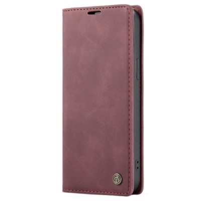 Apple iPhone 12 Pro Max CaseMe Retro solidus atverčiamas bordo odinis dėklas - knygutė | Priedai.lt
