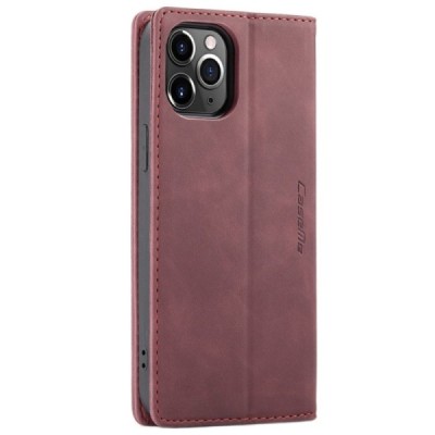 Apple iPhone 12 Pro Max CaseMe Retro solidus atverčiamas bordo odinis dėklas - knygutė | Priedai.lt