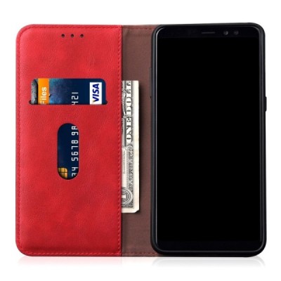 Deluxe atverčiamas raudonas odinis Huawei P30 Lite dėklas - knygutė | Priedai.lt