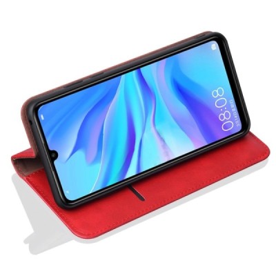 Deluxe atverčiamas raudonas odinis Huawei P30 Lite dėklas - knygutė | Priedai.lt