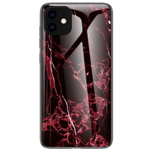 „Marble“ Kõva silikoon (TPU) kaaned - must / punane (iPhone 11)