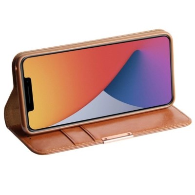 „Dzgogo“ Royale atverčiamas rudas odinis Apple iPhone 12 Pro Max dėklas | Priedai.lt
