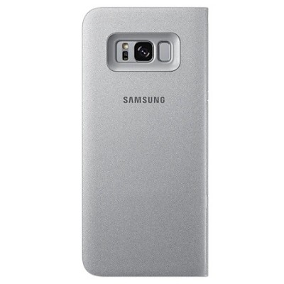 Samsung Galaxy S8+ (G955) originalus Led View Cover atverčiamas sidabrinis odinis dėklas - piniginė | Priedai.lt