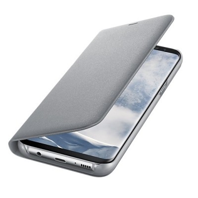Samsung Galaxy S8+ (G955) originalus Led View Cover atverčiamas sidabrinis odinis dėklas - piniginė | Priedai.lt