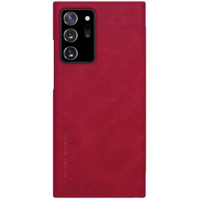 Samsung Galaxy Note 20 Ultra (N986F) prabangus Nillkin Qin serijos raudonas odinis atverčiamas dėklas - knygutė | Priedai.lt