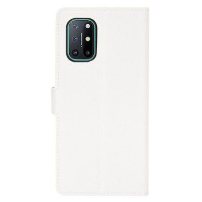 OnePlus 8T „Litchi“ atverčiamas baltas odinis dėklas, knygutė - piniginė | Priedai.lt