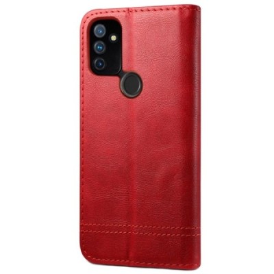 Deluxe atverčiamas raudonas odinis OnePlus Nord N100 dėklas - knygutė | Priedai.lt
