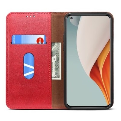 Deluxe atverčiamas raudonas odinis OnePlus Nord N100 dėklas - knygutė | Priedai.lt