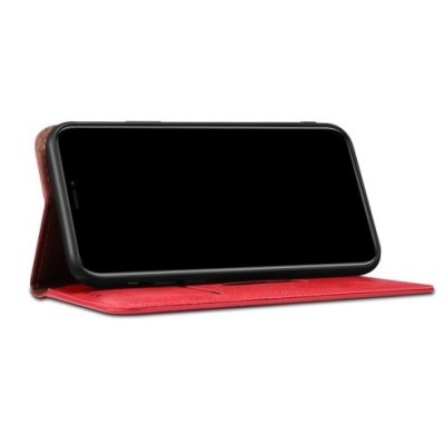 Deluxe atverčiamas raudonas odinis OnePlus Nord N100 dėklas - knygutė | Priedai.lt