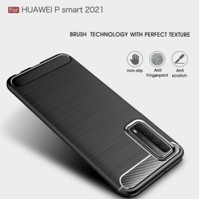 Huawei P smart 2021 (Y7a) „Carbon“ kieto silikono TPU juodas dėklas - nugarėlė | Priedai.lt