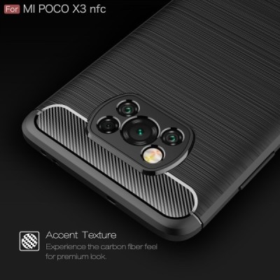 Xiaomi Poco X3 (X3 Pro) „Carbon“ kieto silikono TPU juodas dėklas - nugarėlė | Priedai.lt